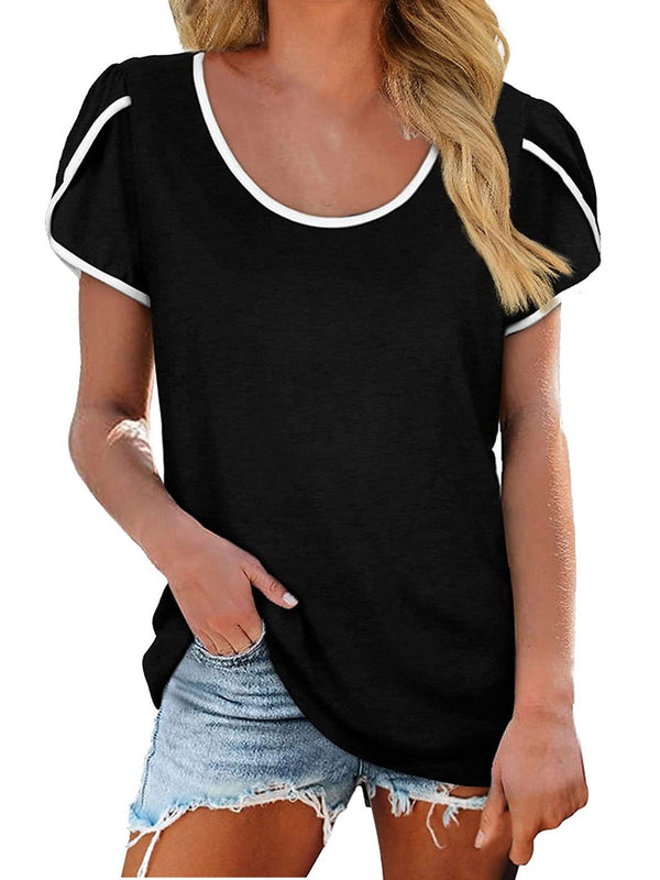Round Neck Solid Color Short Sleeve T-shirt