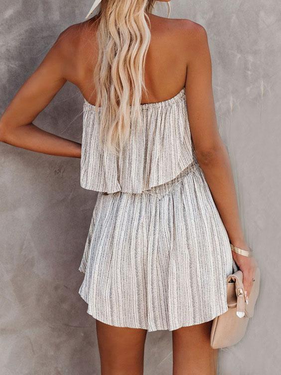 Ruffled Tube Top Solid Jumpsuit