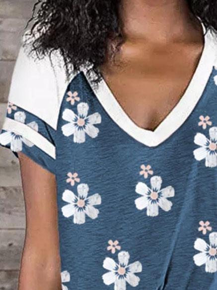 Sakura Print Raglan Sleeve Contrast T-shirt