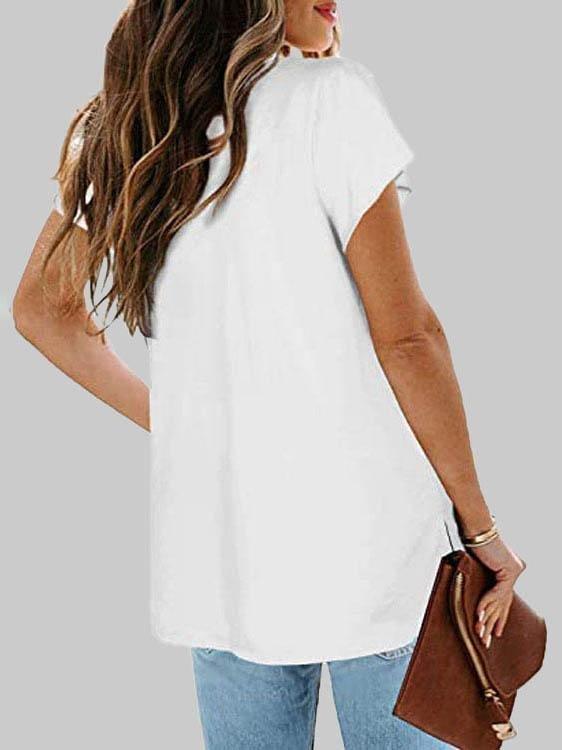 Solid Color Short-sleeved V-neck T-shirt