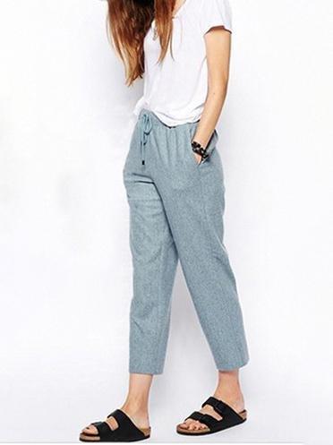 Solid Nine Points Plus Size Loose Thin Women's Trousers