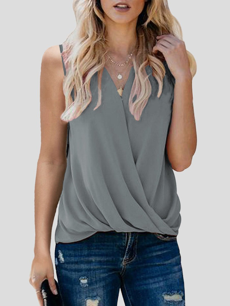 Solid V-neck Bottoming Ladies Small Vest