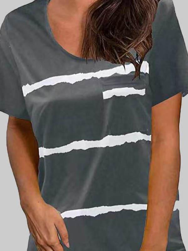 Striped Print Round Neck T-shirt