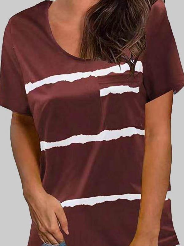 Striped Print Round Neck T-shirt