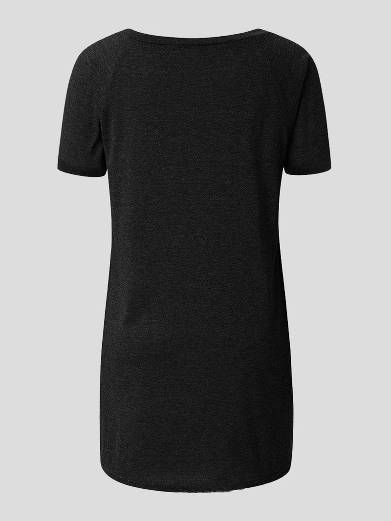 Summer Solid V-neck Loose Pullover T-shirt