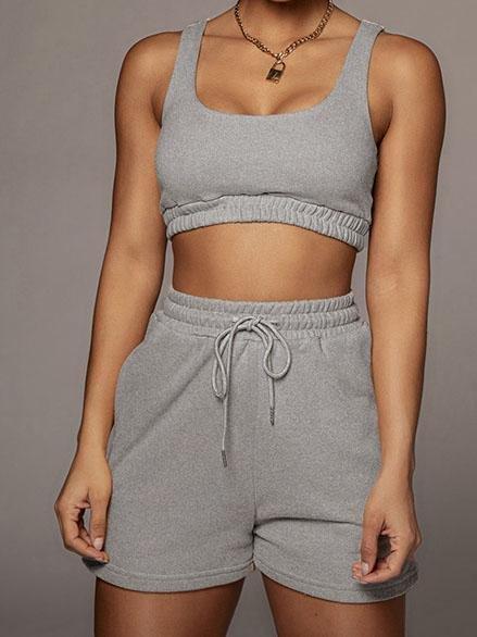 Two-Piece Vest Drawstring Sports And Leisure Shorts