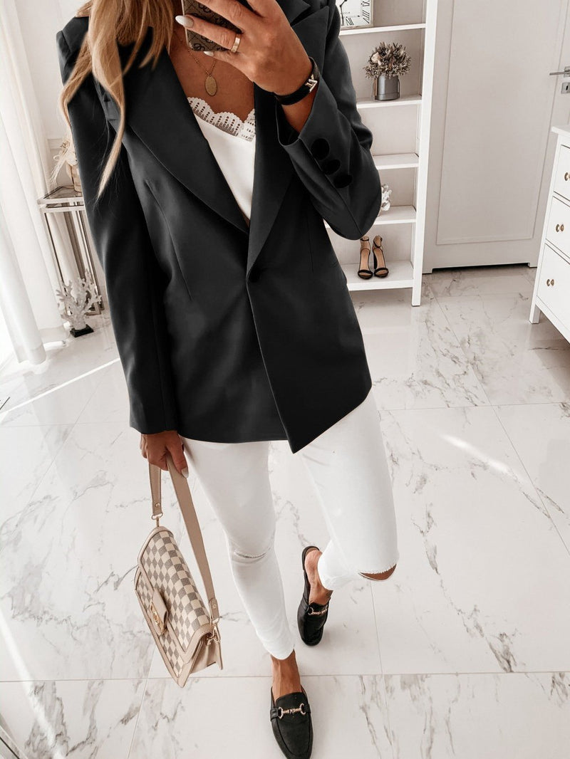 Women's Blazers Long Sleeve Solid Button Casual Blazer
