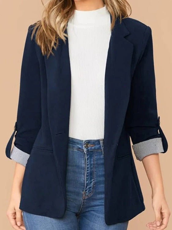 Women's Blazers Solid Lapel Slim Fit Long Sleeve Blazers