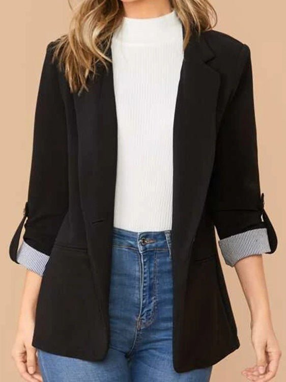 Women's Blazers Solid Lapel Slim Fit Long Sleeve Blazers