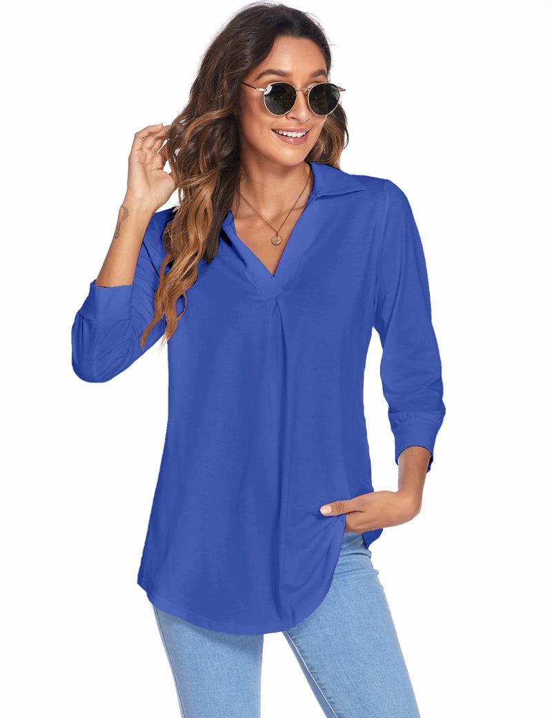 Women¡¯s Blouses Collared V Neck Casual Loose Blouse