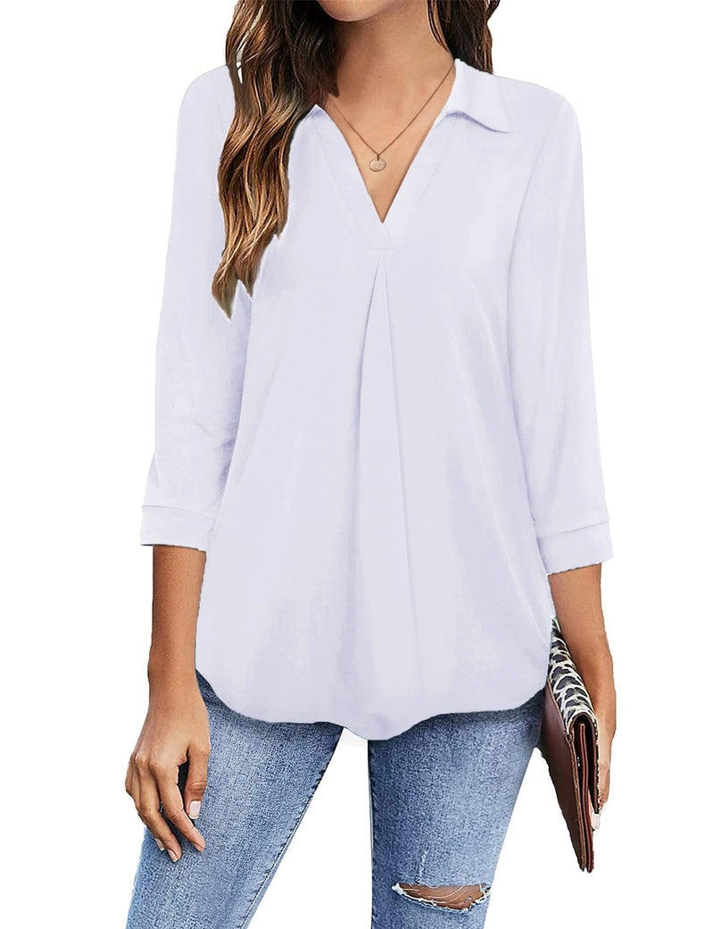 Women¡¯s Blouses Collared V Neck Casual Loose Blouse