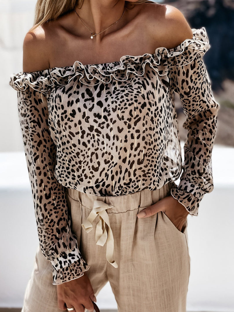 Women's Blouses Leopard Print Long Sleeve Blouses