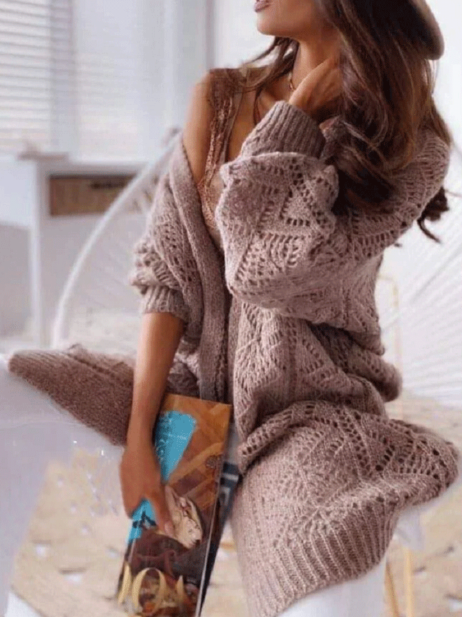 Women's Cardigan Fashion Hollow Knitted Sweater Cardigan