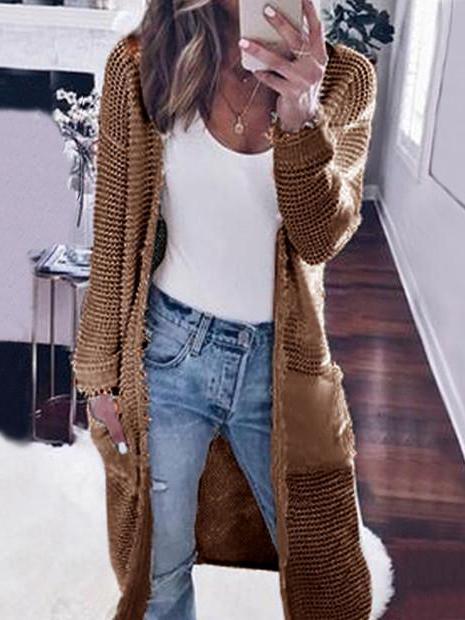Women's Cardigans Casual Pocket Long Sleeve Knitted Cardigan