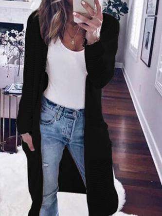 Women's Cardigans Casual Pocket Long Sleeve Knitted Cardigan