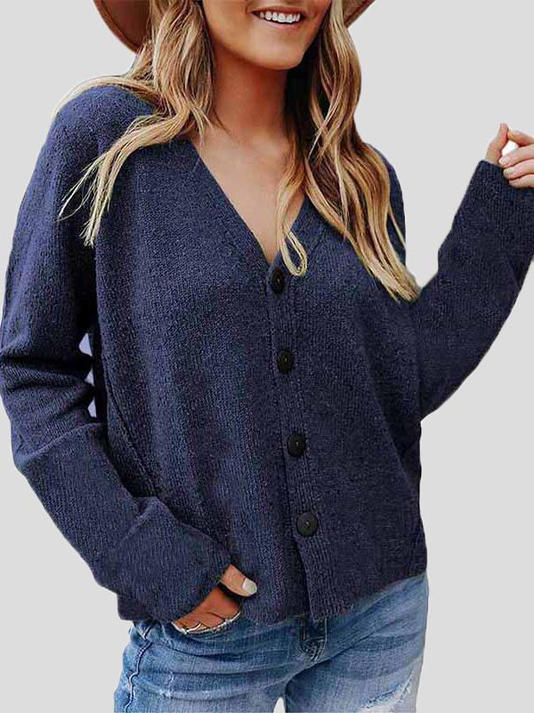 Women's Cardigans Casual Solid Long Sleeve Button Knit Cardigan