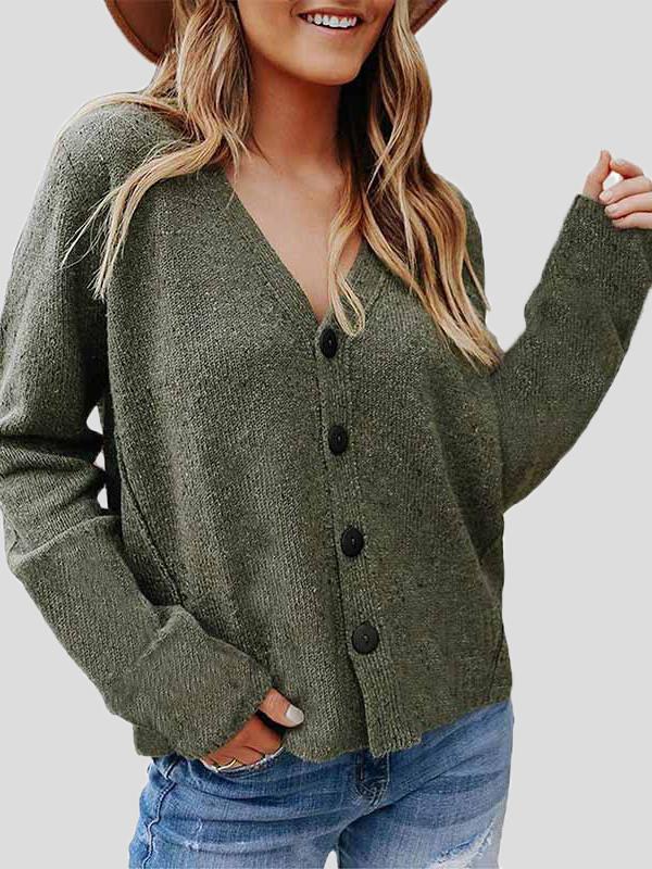 Women's Cardigans Casual Solid Long Sleeve Button Knit Cardigan