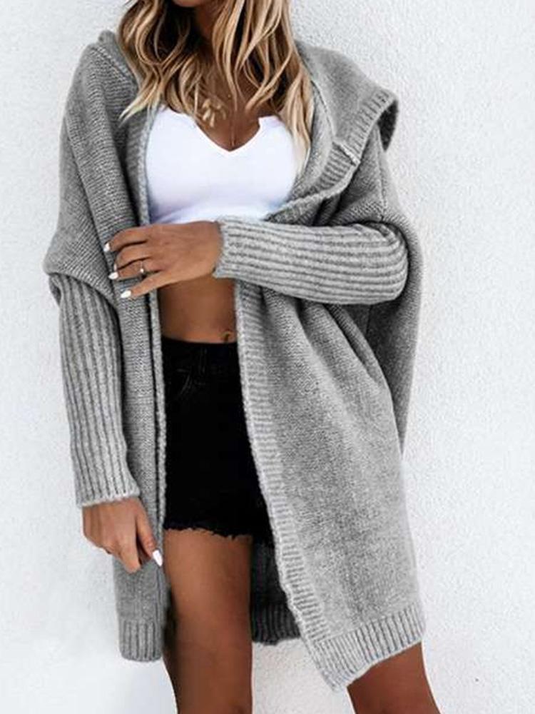 Women's Cardigans Loose Lapel Solid Thick Stitch Sweater Cardigan