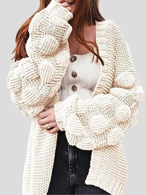 Women's Cardigans Loose Solid Cute Ball Sweater Cardigan