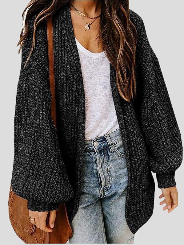 Women's Cardigans Loose Solid Long  Sleeve Sweater Cardigan