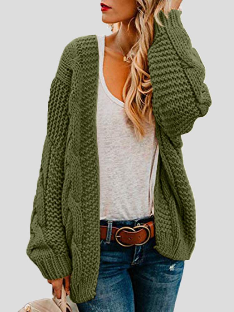 Women's Cardigans Loose Solid Twist Knit Casual Cardigan
