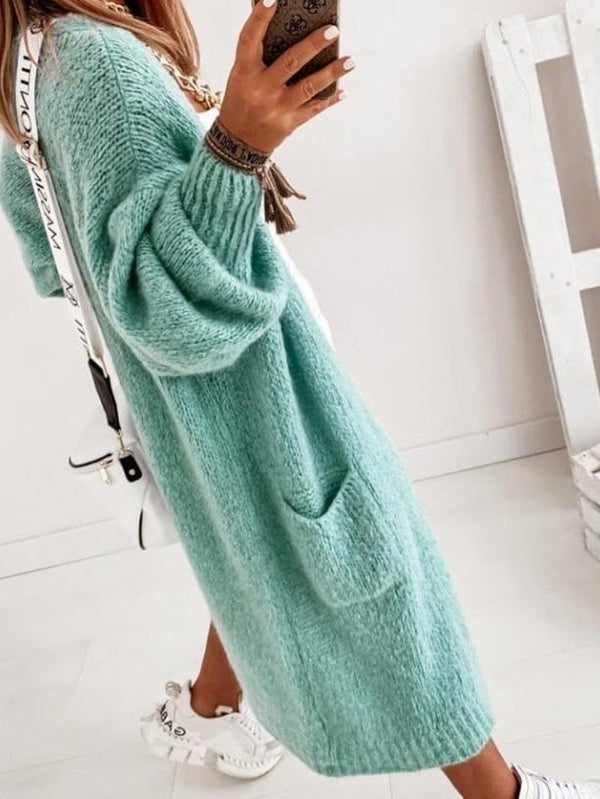 Women's Cardigans Pockets Long Sleeves Long Knitted Cardigan