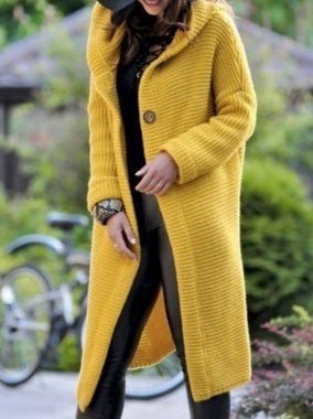 Women's Cardigans Solid Long Sleeve Hooded Knit Cardigan