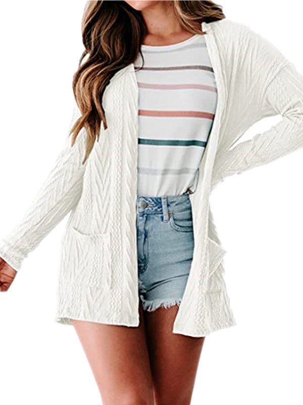 Women's Cardigans Solid Loose Knitted Long Sleeve Sweater Cardigan