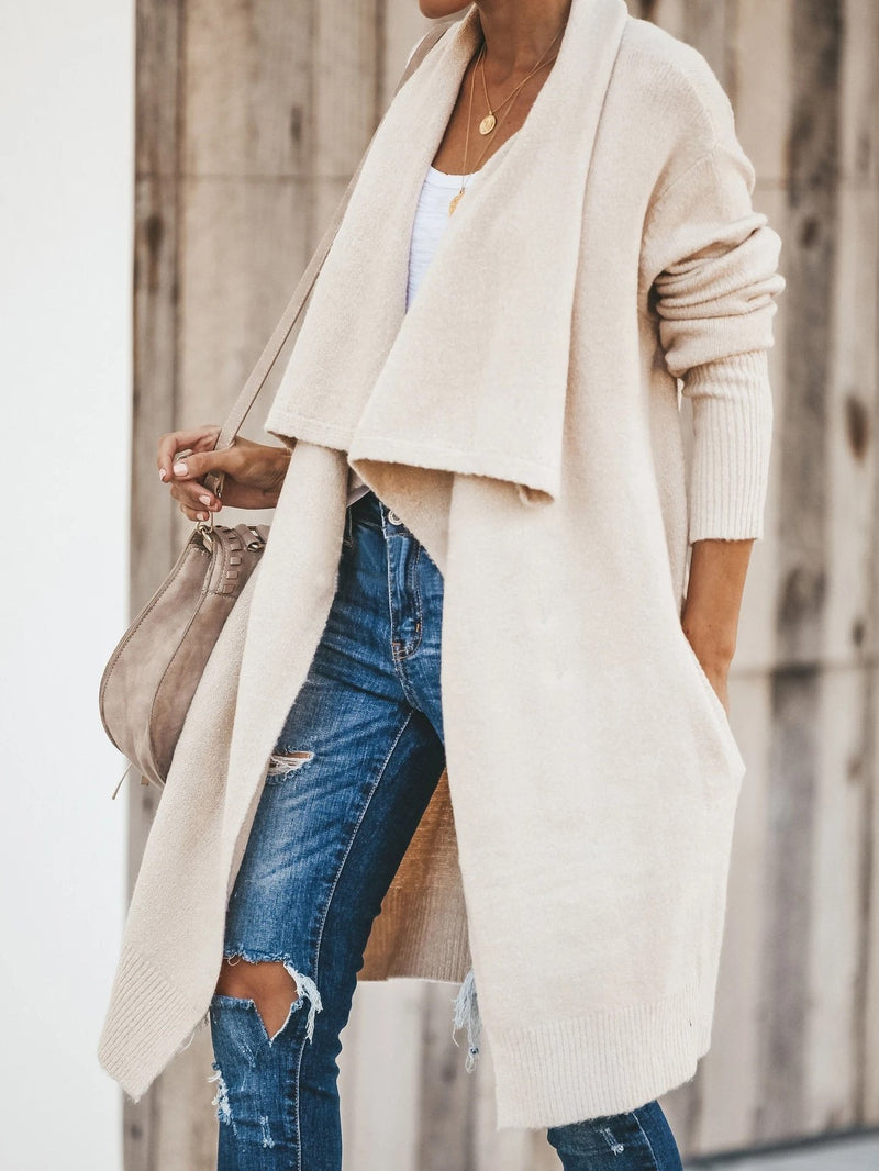 Women's Coats Casual Lapel Long Sleeve Mid-Length Cardigan Coat