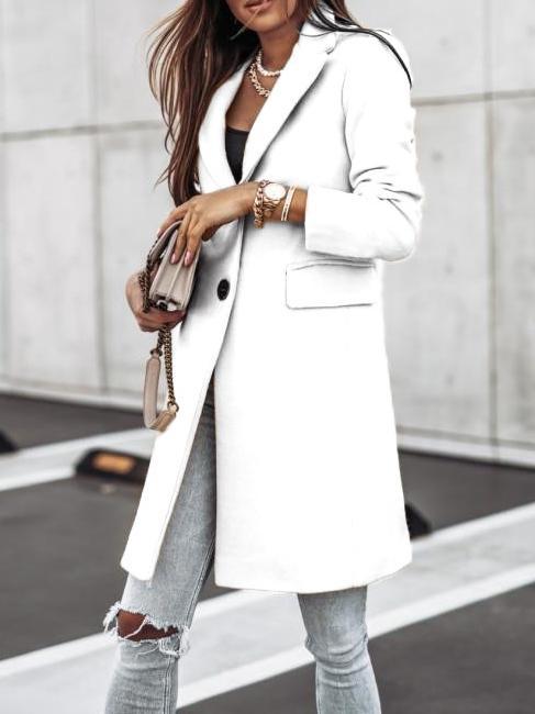 Women's Coats Casual Long Sleeve Button Woolen Coat