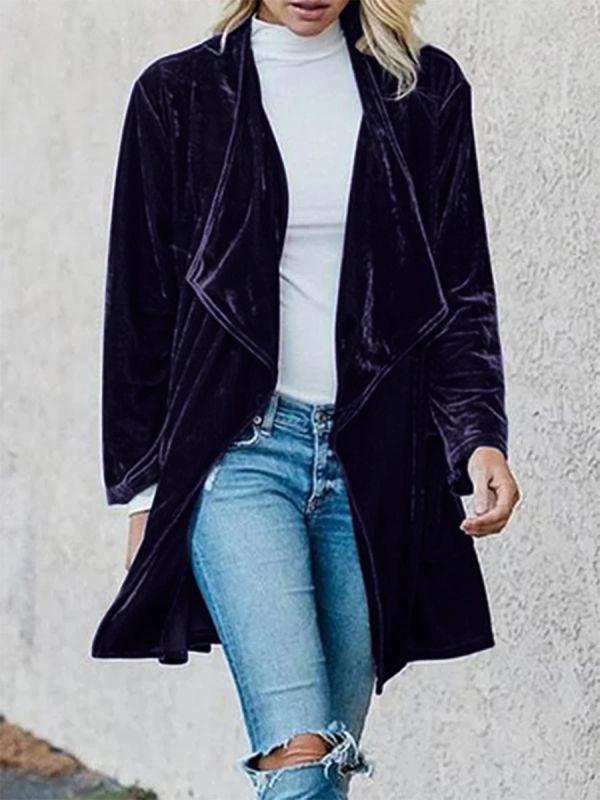 Women's Coats Fashion Lapel Long Sleeve Coat
