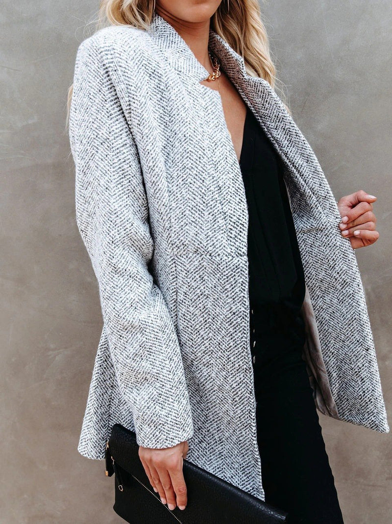Women's Coats Fashion Long Sleeve Pocket Woolen Coat