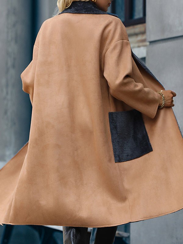 Women's Coats Faux Fur Notched Lapel Pocket Coat