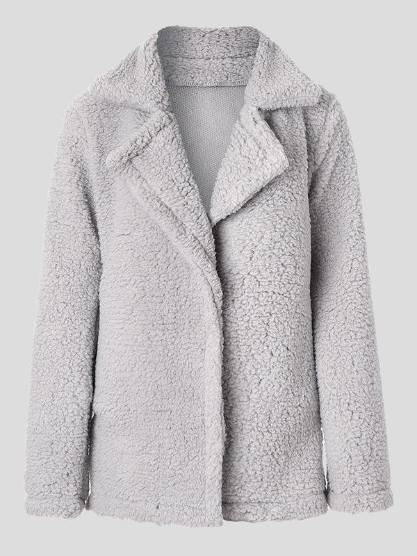 Women's Coats Lapel Long Sleeve Granular Velvet Solid Coat