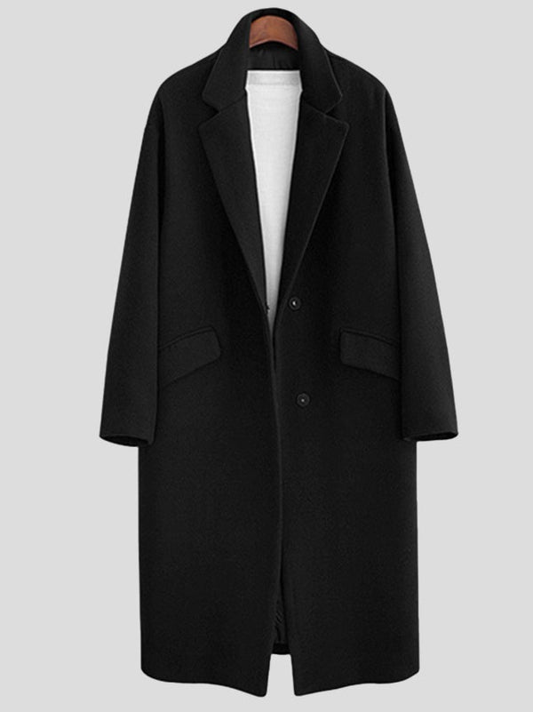 Women's Coats Lapel Pocket Straight Mid-Length Woolen Coat