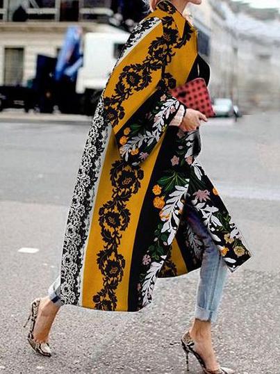 Women's Coats Loose Fashion Printed Flared Sleeve Coat