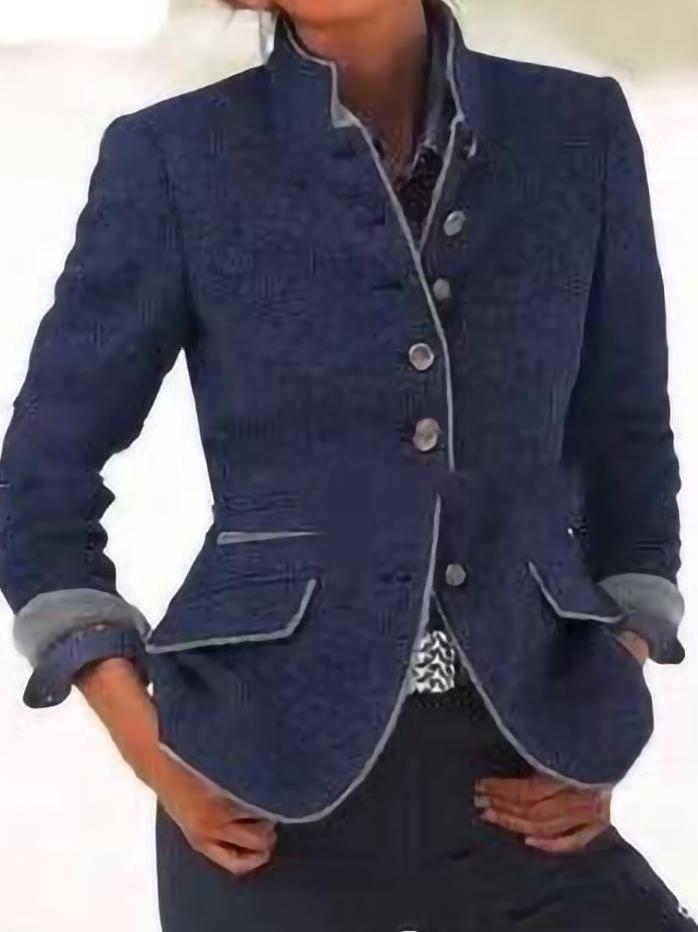 Women's Coats Slim Button Long Sleeve Woolen Coat