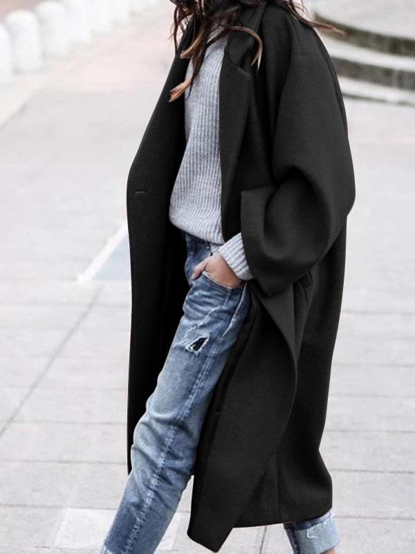 Women's Coats Solid Double-Sided Woolen Mid-Length Coat