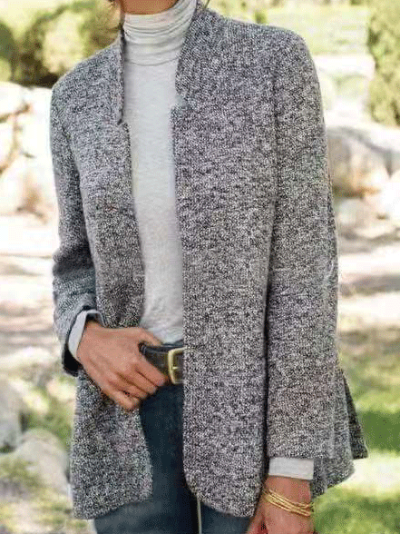 Women's Coats Woolen Stand Collar Cardigan Long Sleeve Casual Coat