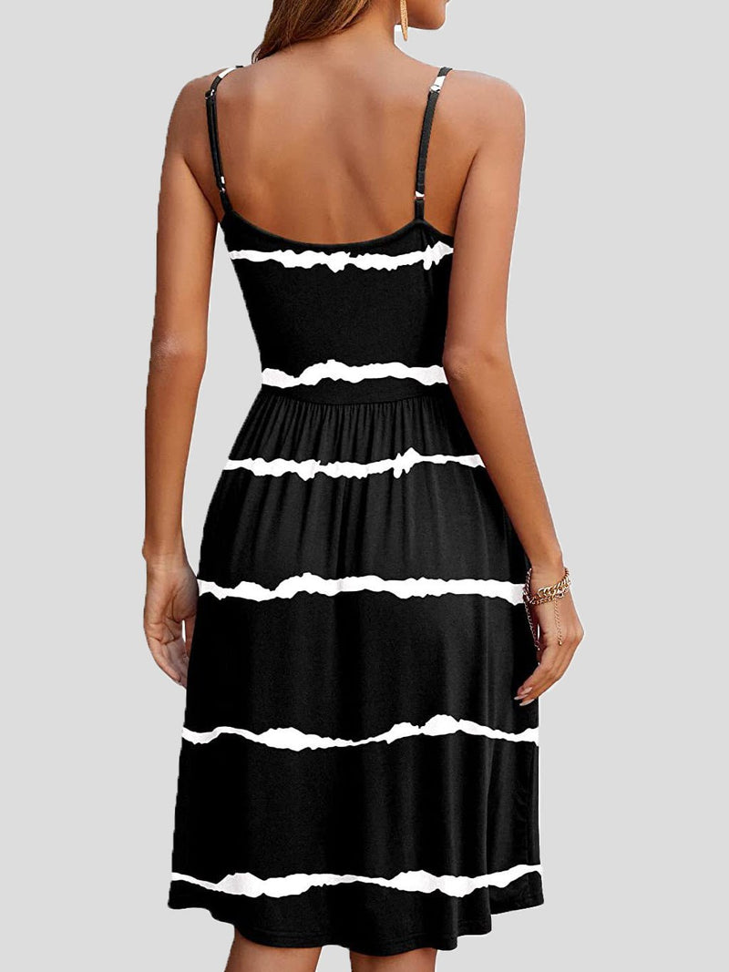 Women's Dresses Casual Striped Print Sling Pocket Dress