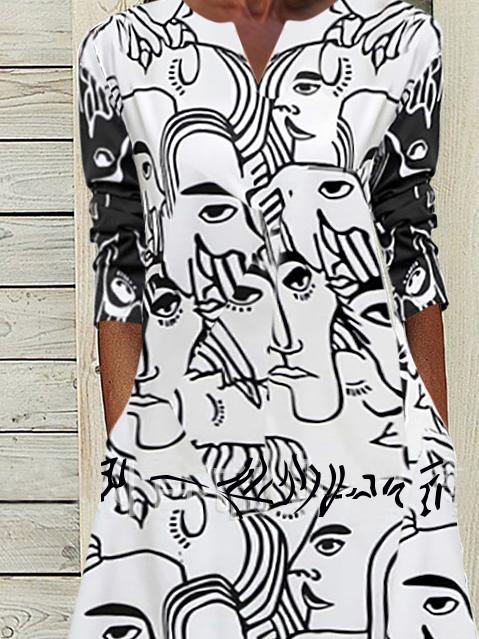 Women's Dresses Commuter Abstract Print Long Sleeve Dress