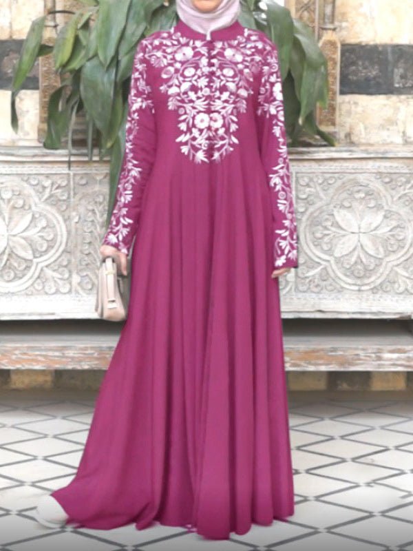 Women's Dresses Ethnic Style Long Sleeve Printed Maxi Dress