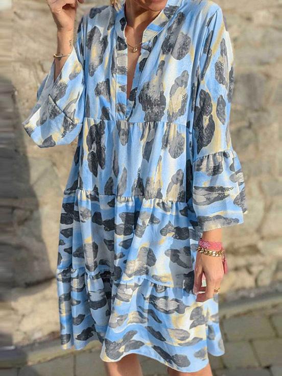 Women's Dresses Loose Printed Long Sleeve Dress