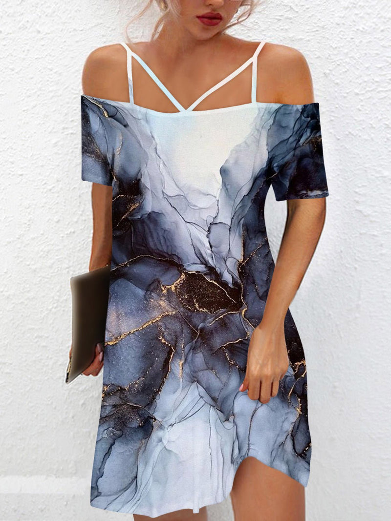 Women's Dresses Off Shoulder Adjustable Straps Print Dress