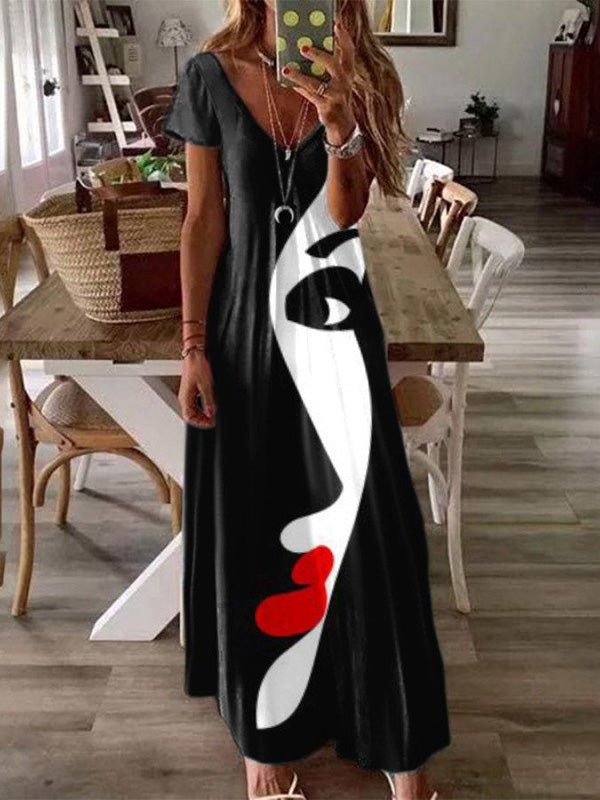 Women's Dresses Personalized Art Print V-Neck Short Sleeve Dress