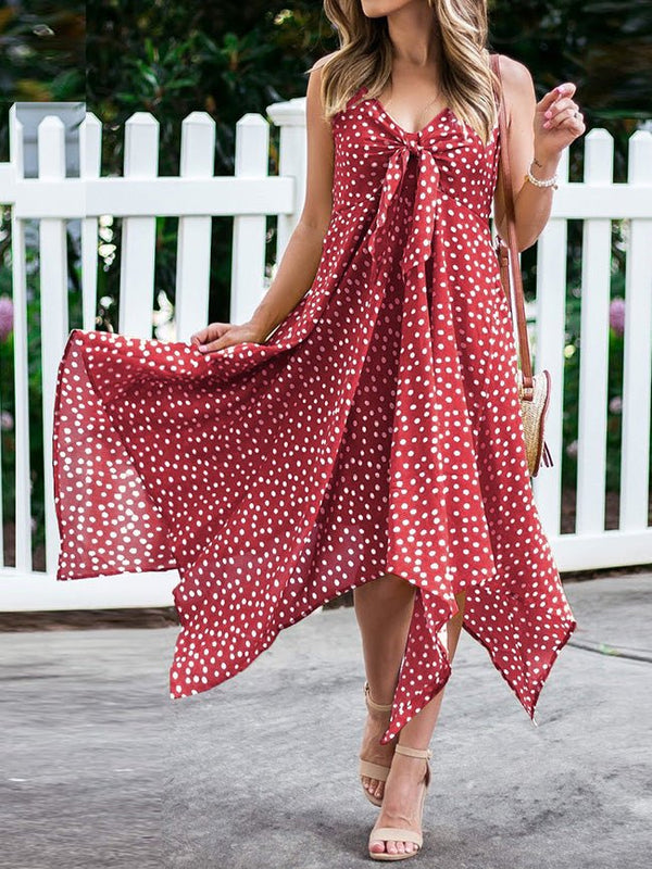 Women's Dresses Polka Dot Print Sling Irregular Dress
