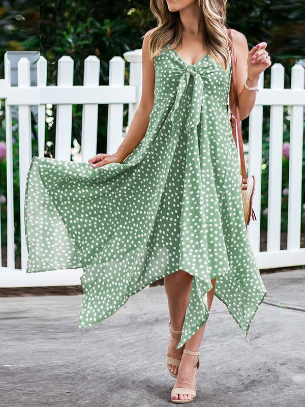Women's Dresses Polka Dot Print Sling Irregular Dress