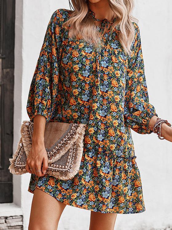 Women's Dresses Printed Long Sleeve Casual Holiday Dress