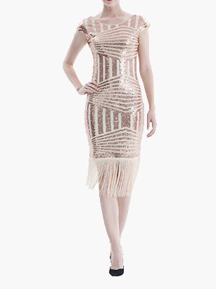 Women's Dresses Sequined Fringe Slim Fit Midi Dress