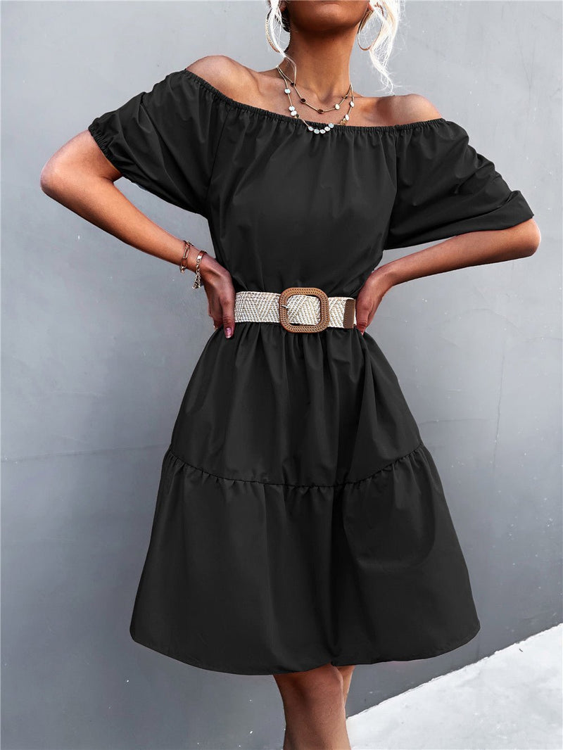 Women's Dresses Solid Square Neck Puff Sleeve Dress